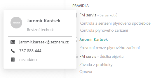 Asset detail rule assignee contact