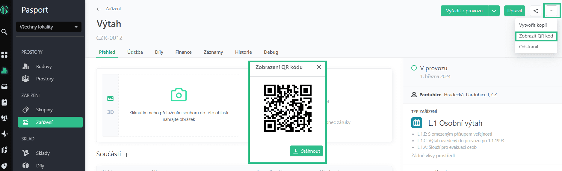 Asset qr code display
