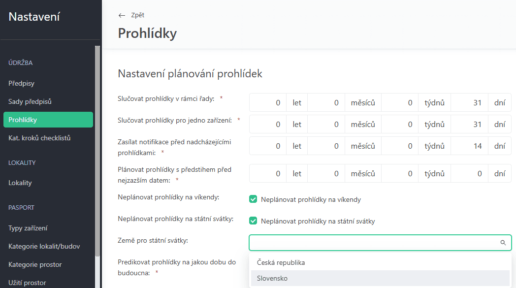 Inspection prediction skip holidays