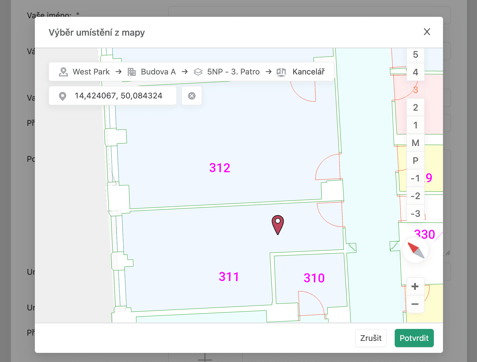 Work request location on map
