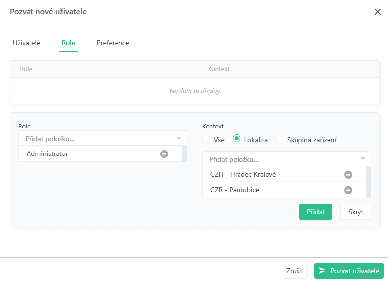 Invite user data language