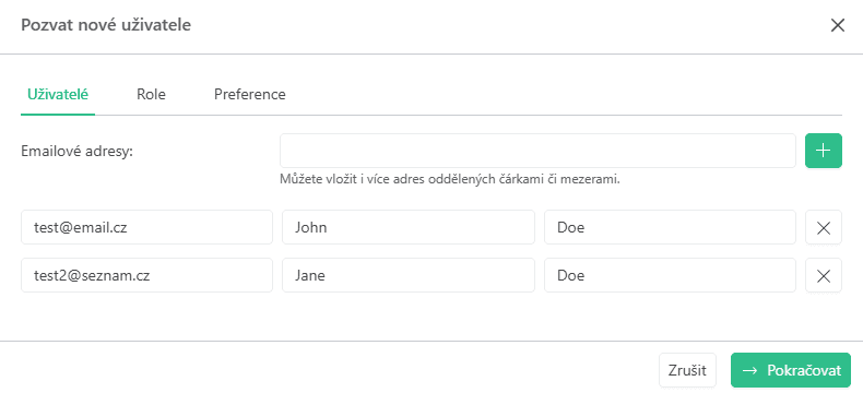 Invite user multiple emails