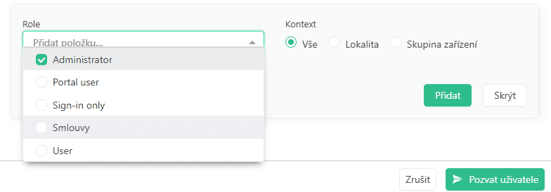 Invite user role context