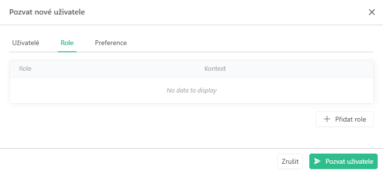 Invite user roles tab