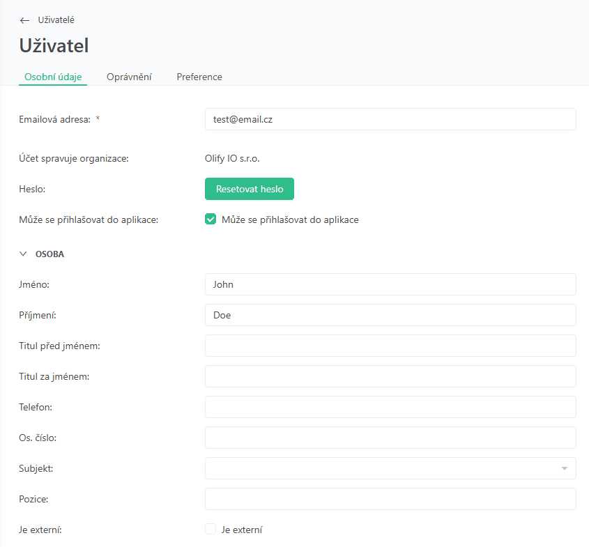 User overview after invite